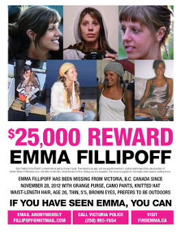 $25,000 Reward Emma Fillipoff poster